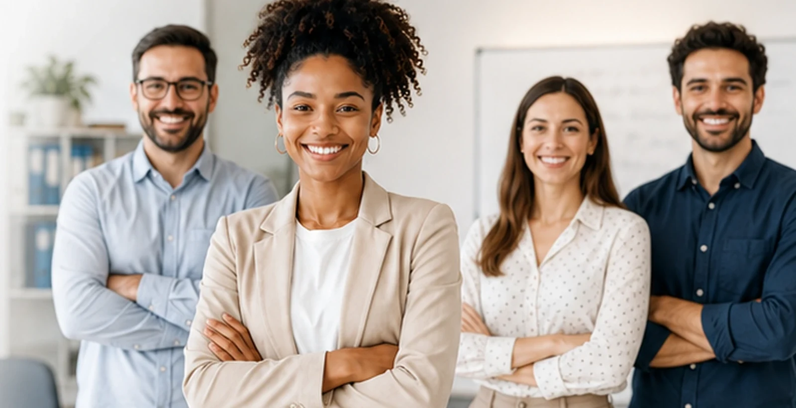 Equipe adulta em ambiente educacional e de serviços